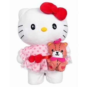 Hello Kitty Animated Plush Pink Hearts Dress‎ Teddy Sanrio 12in